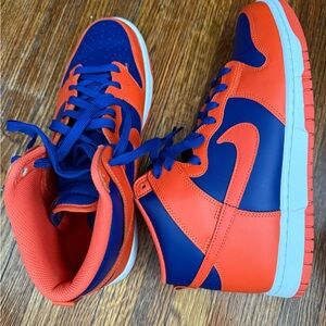 Nike Orange and Blue High-Top Sneakers